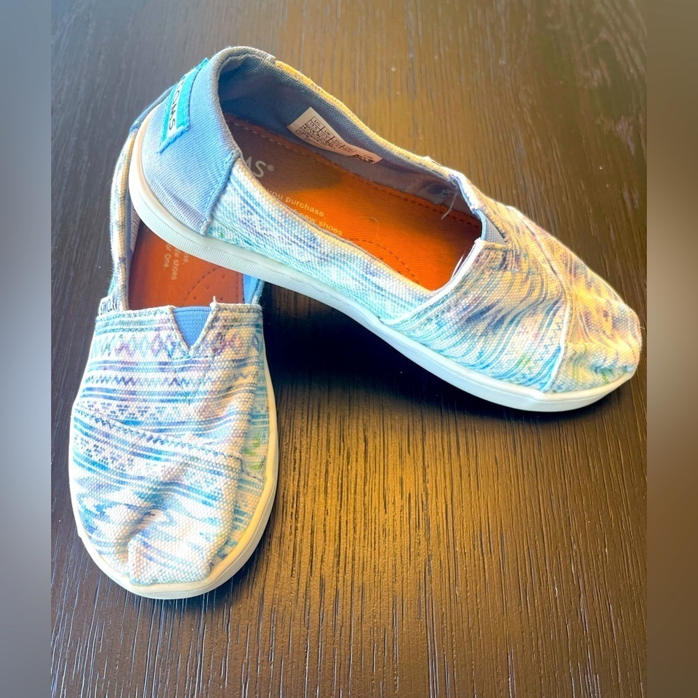 Toms Little Kids Ethical Tribal Aqua Slip Ons Size 13.5